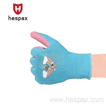 Hespax Kids Polyester Rubber Latex Foam Gardening Gloves